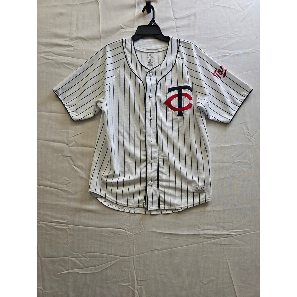 Minnesota Twins MLB Baseball Jersey Dynasty White Pinstripe Button Front Large